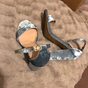 Light blue velvet heels size 7
